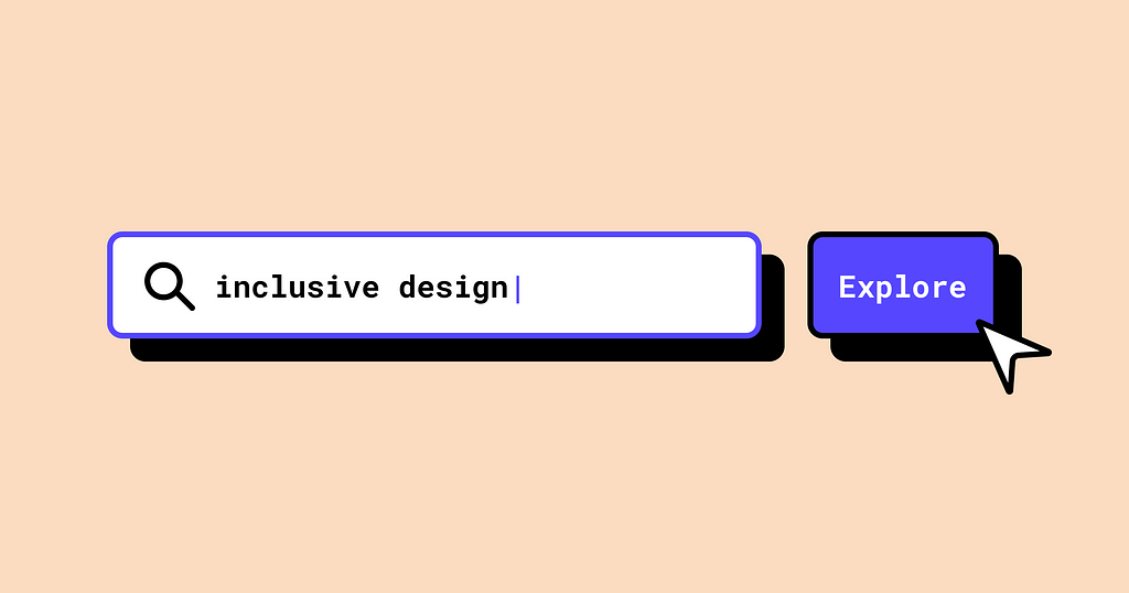 A search bar with an added search prompt for “inclusive design”