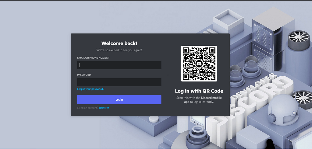 The log-in screen of discord’s developer portal