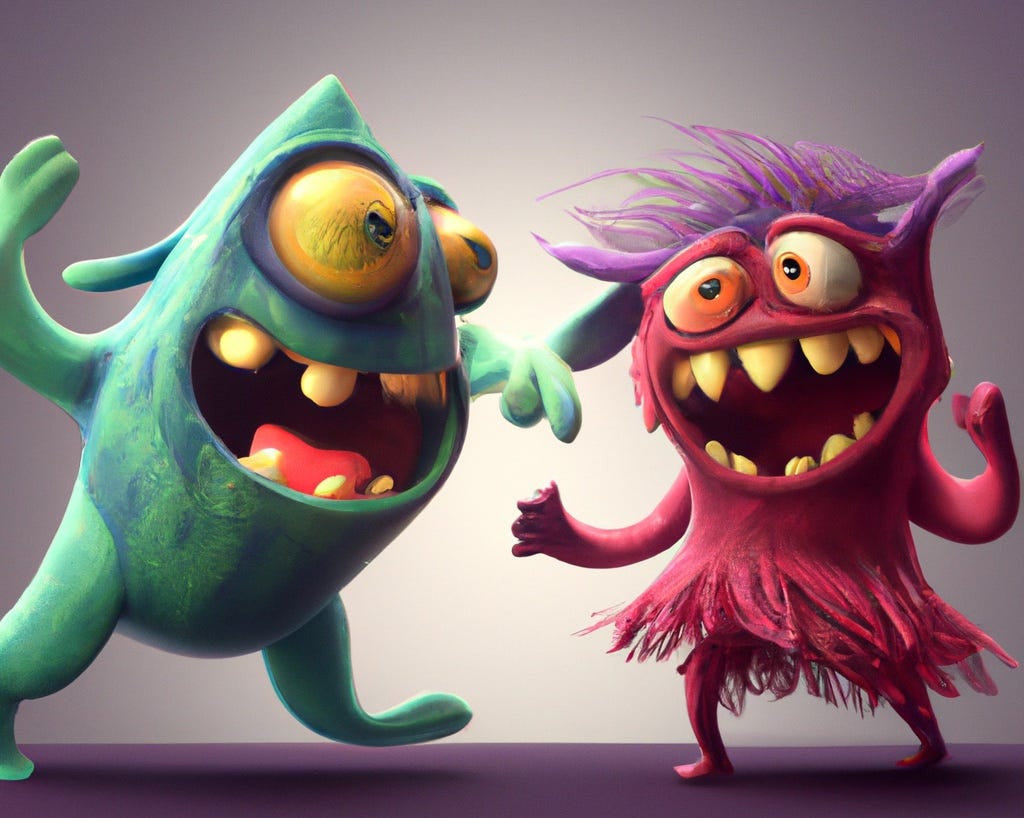 Cute monsters dancing