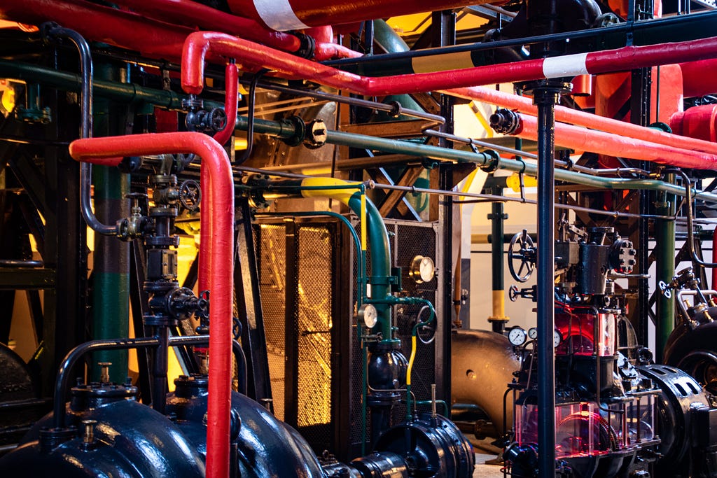 Photo of complex industrial plumbing