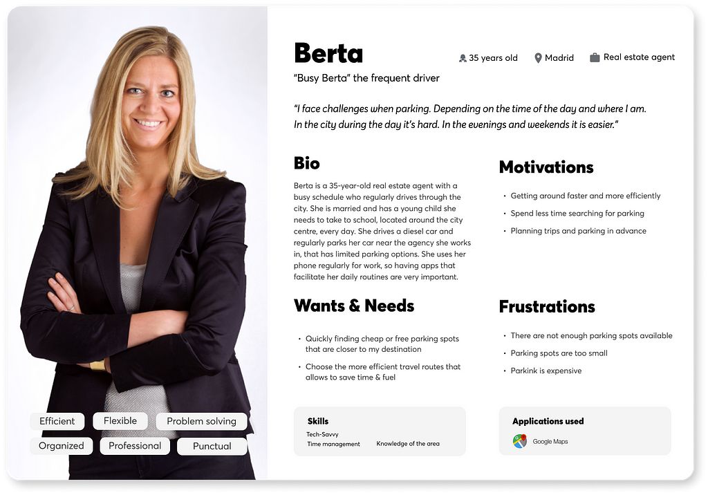 Our primary user persona — Berta