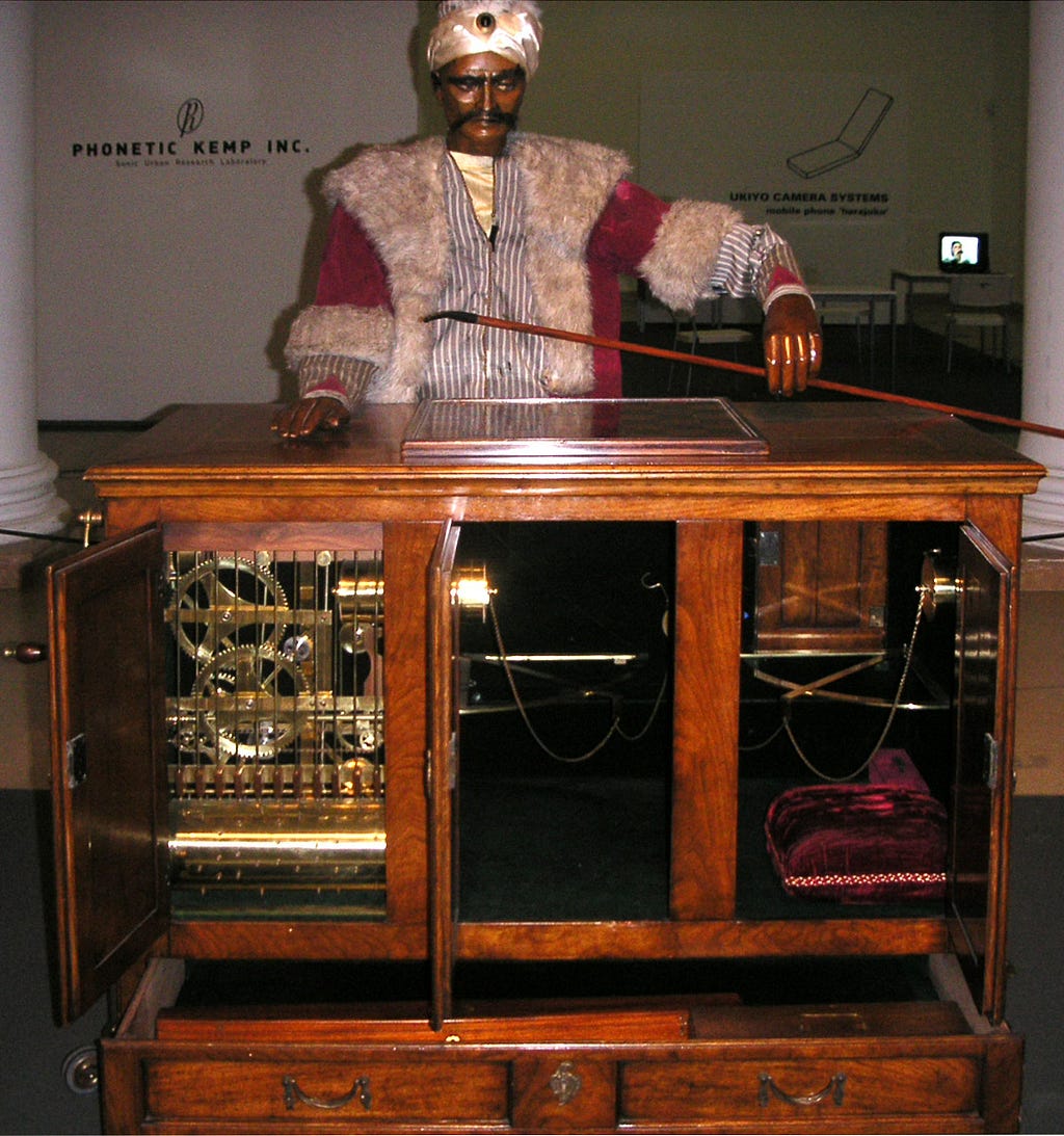 A reconstruction of the Mechanical Turk on display in the 1980's