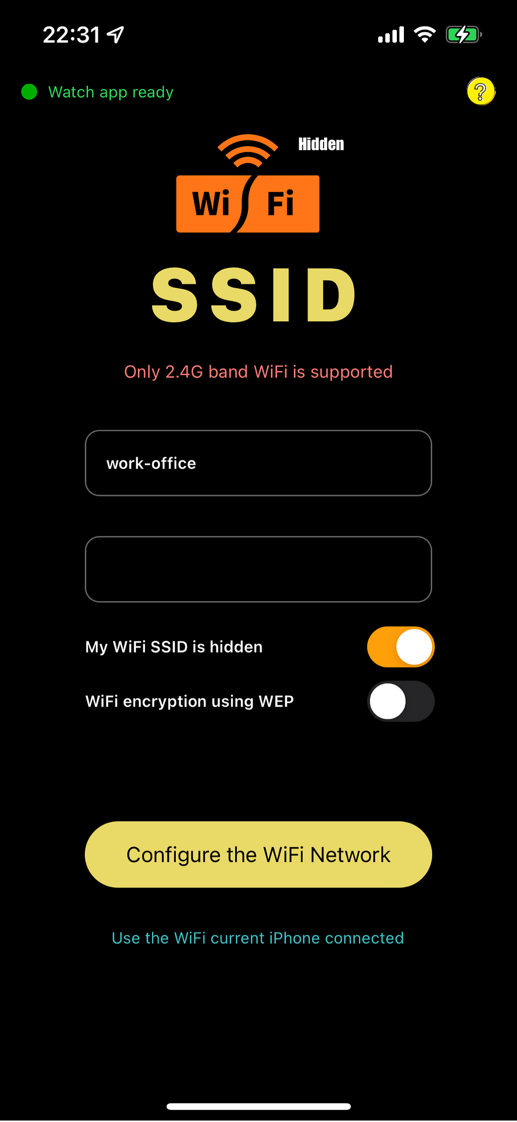 “WiFi Hidden” app for iPhone