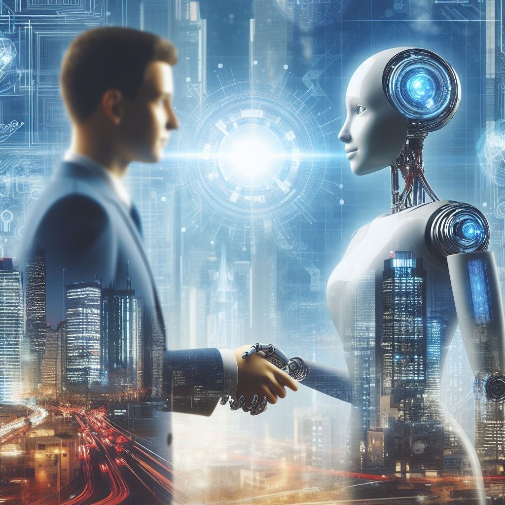 Will AI harm human, a robot shake shake hands with human.