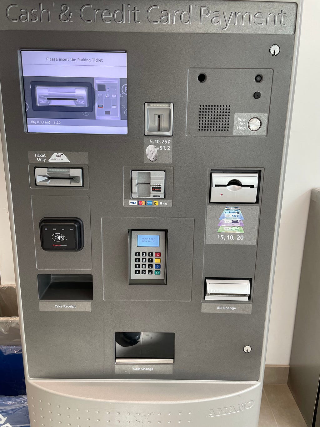 A Parking Machine in the Hospital Lobby.