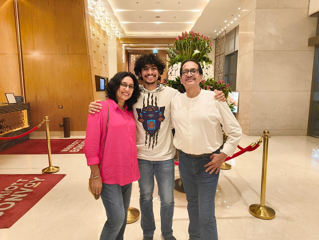 A picture of me and my parents at Courtyard Marriot