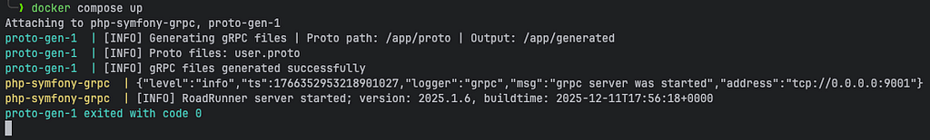 docker compose output