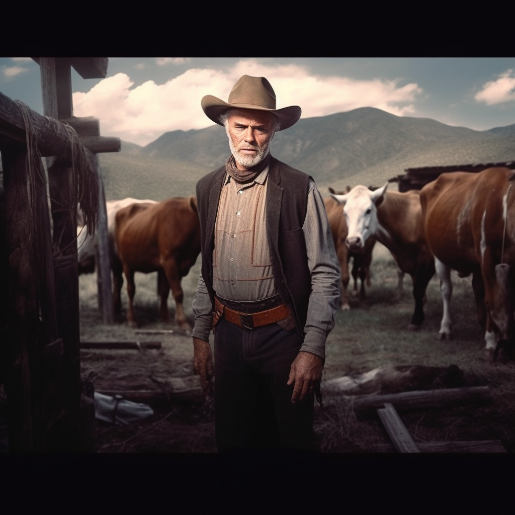 A Rancher managing his flock of cows