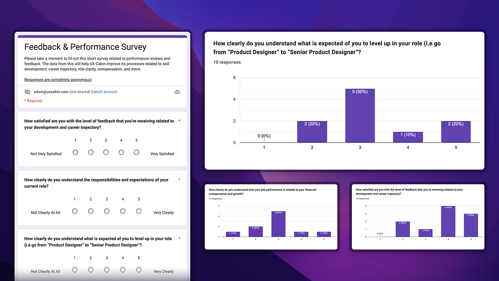 An image showing the feedback and performance survey that I sent out to my team to gather insights