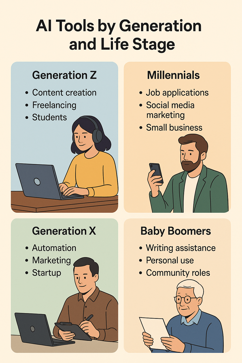 Choose the right AI tools based on your generation, life situation or work needs