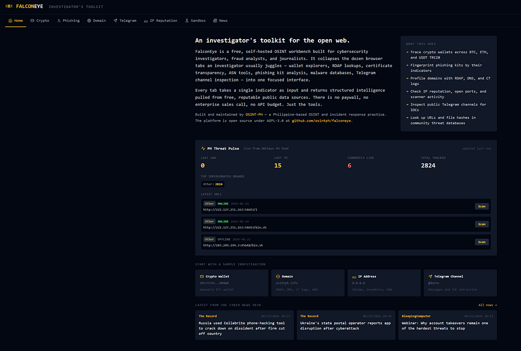 FalconEye: An investigator’s toolkit for the open web