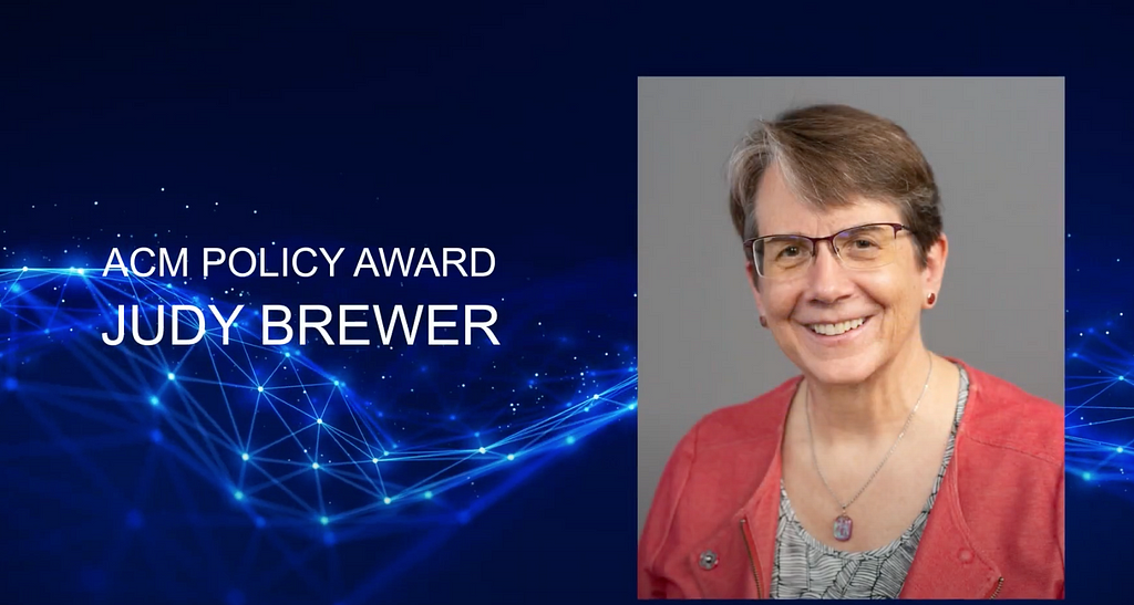 ACM Policy Award for Judy Brewer