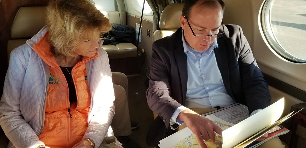Discussing Utah’s public lands with my colleague Senator Murkowski on our way to Moab, UT