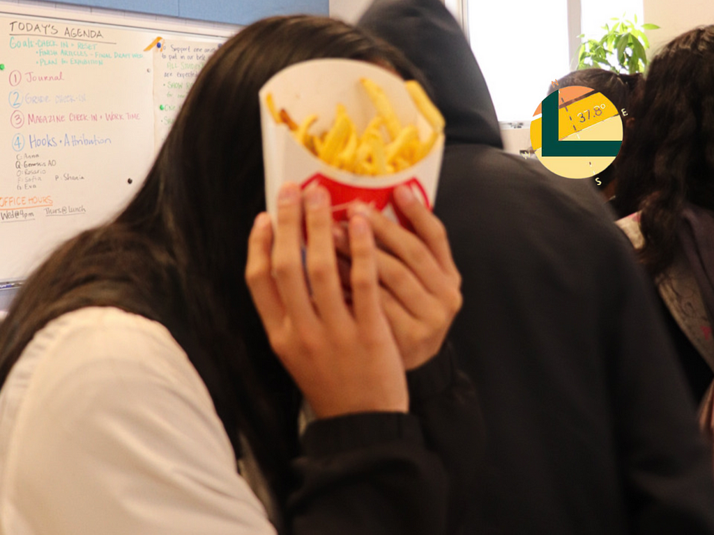 A latitude student holding wendy fries