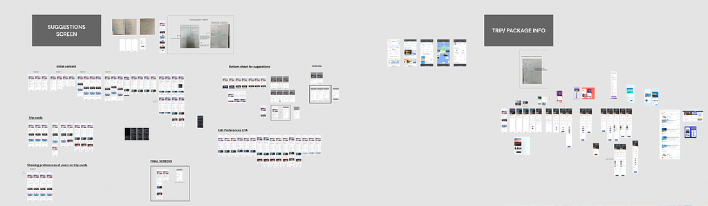 Visual iterations for ‘Suggestions of places & trips’