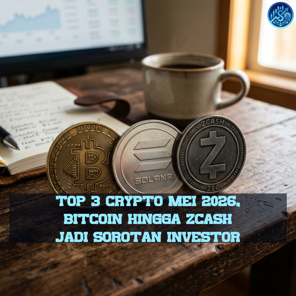 Top 3 Crypto Mei 2026, Bitcoin hingga Zcash Jadi Sorotan Investor