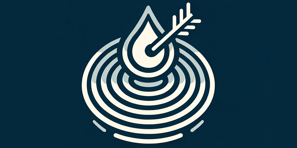 Desired Outcome Labs Logo Teardrop with an arrow in it causing ripples