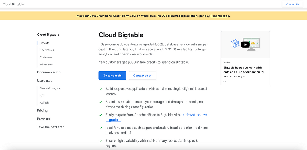 Google Cloud Bigtable