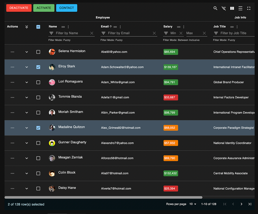 Material React Table Example