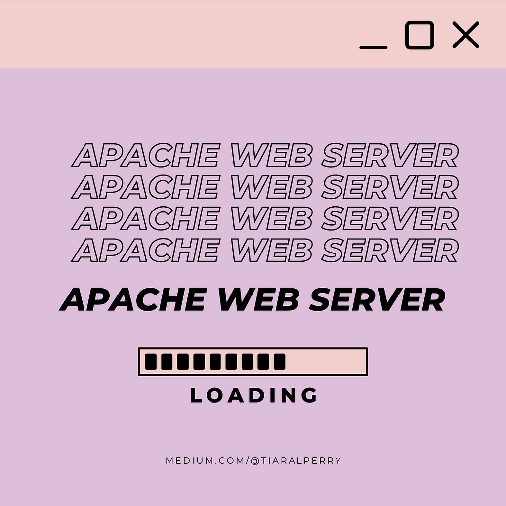 light purple background with “Apache Web Server” text written 5 times in black centered with a half-complete loading bar