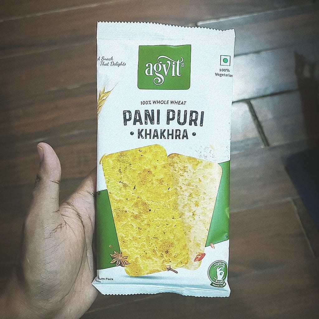 Agvit Pani Puri Khakhra packaging documente by the author….