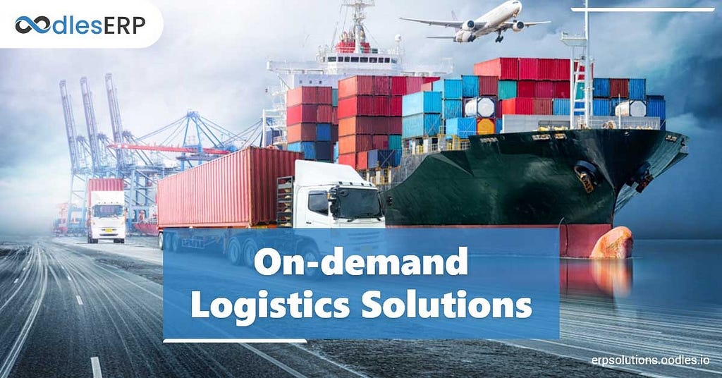 Illustration of a smart logistics management system showing real-time tracking, automated warehouses, delivery trucks, and connected digital dashboards optimizing supply chain operations.