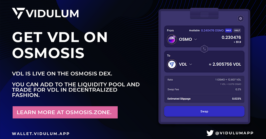 Buy VDL on Osmosis Dex