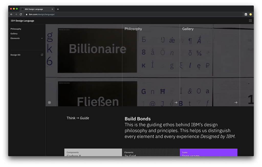 Screenshot of the IBM Design Language website