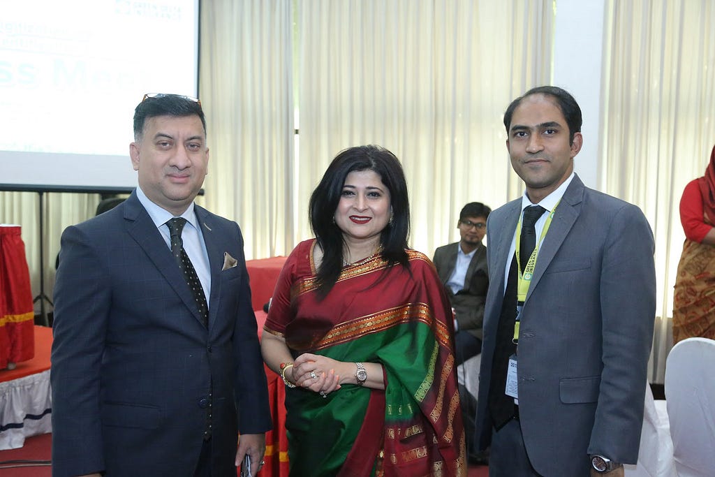 Syed Moinuddin Ahmed, Addl. MD & Co. Sec. with Ms. Chowdhury and Ali Tareque Parvez, Deputy Senior VP, Underwriting Mgt. Dept