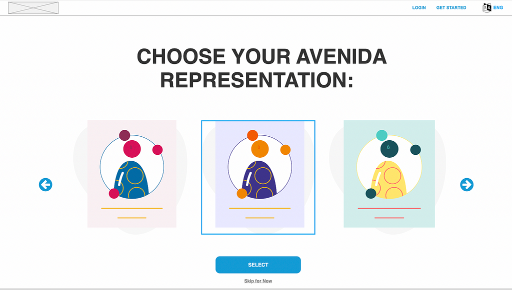 Image of the “Choose your representation page” of Avenida’s site.