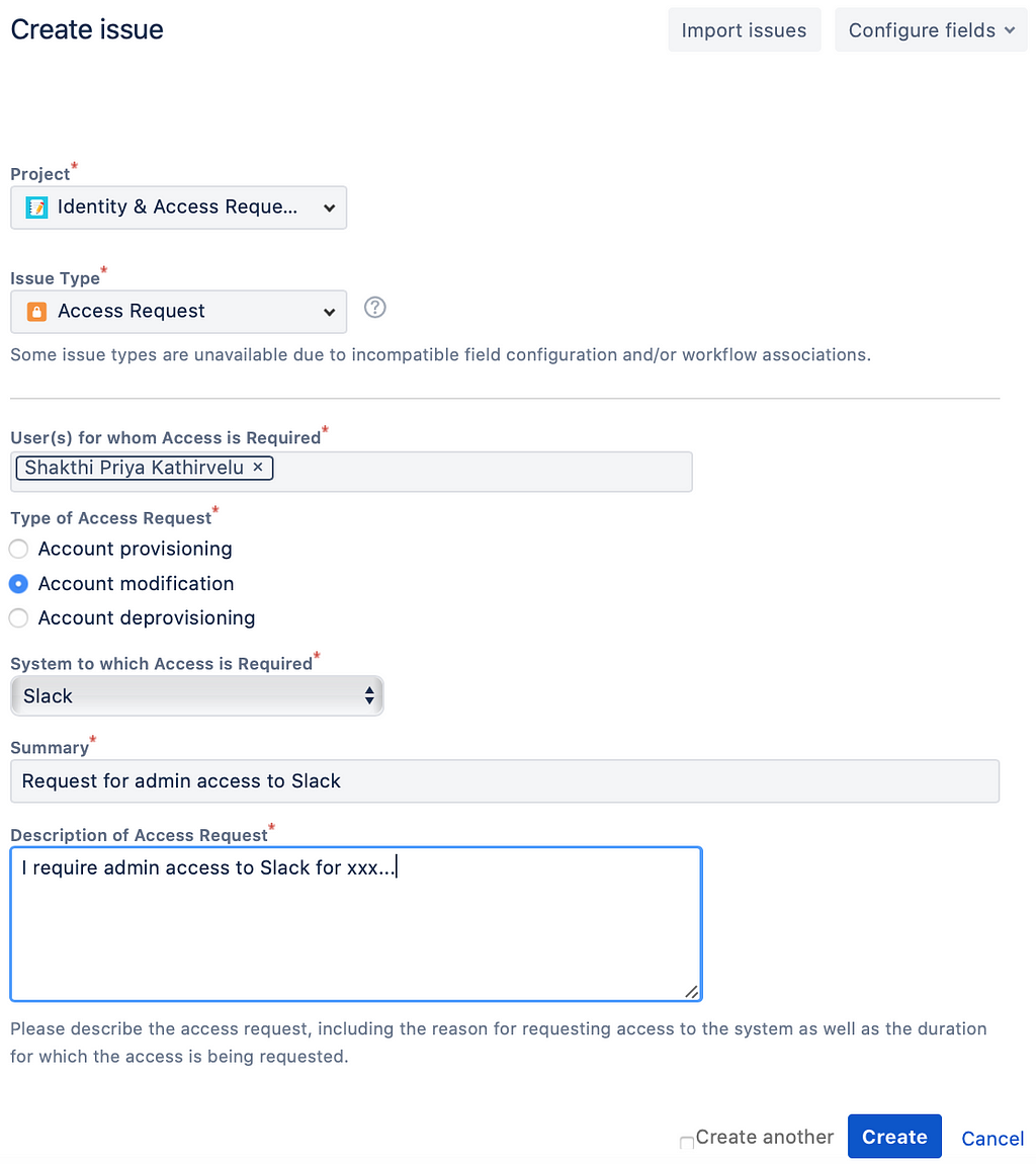 Identity & Access Request in Jira