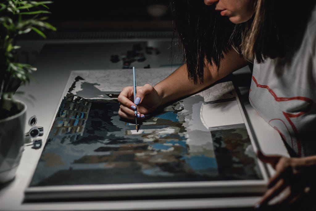 A woman painting