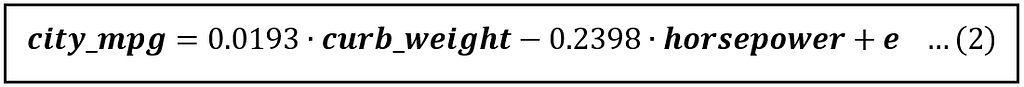 The fitted linear model of automobile fuel efficiency