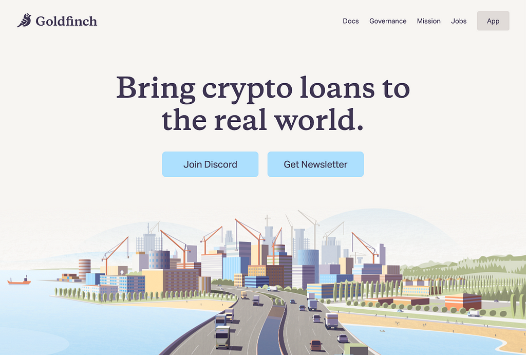 Goldfinch Finance marketing website