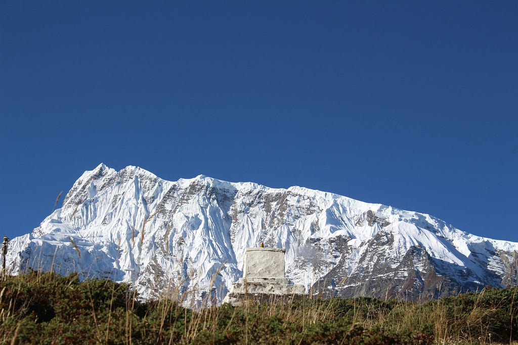 Image of Annapurna Himalayan Peak, which is called Family members of Mount Everest, which is the Highest Peak in the world.