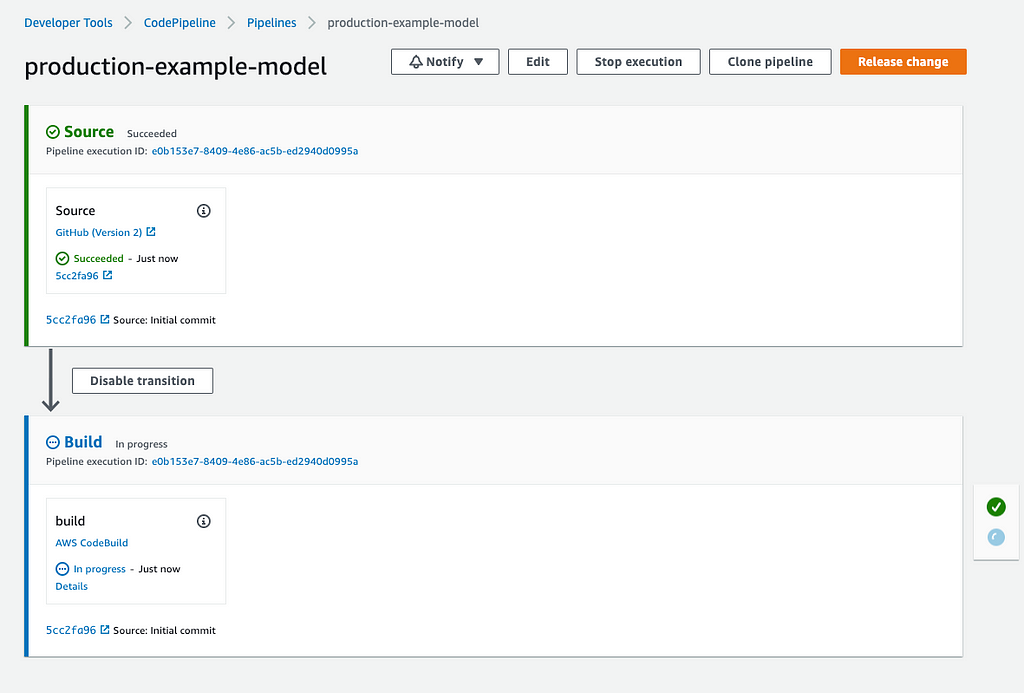 CodePipeline executing after a code change