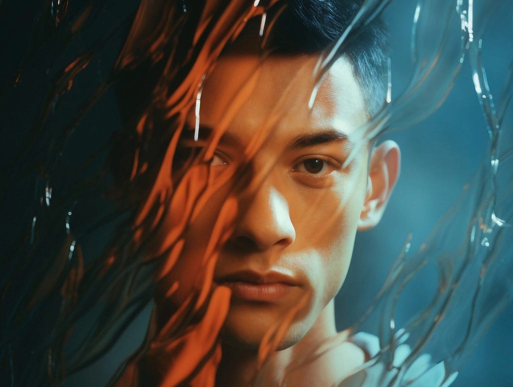 A guy looking through out a window in the rain