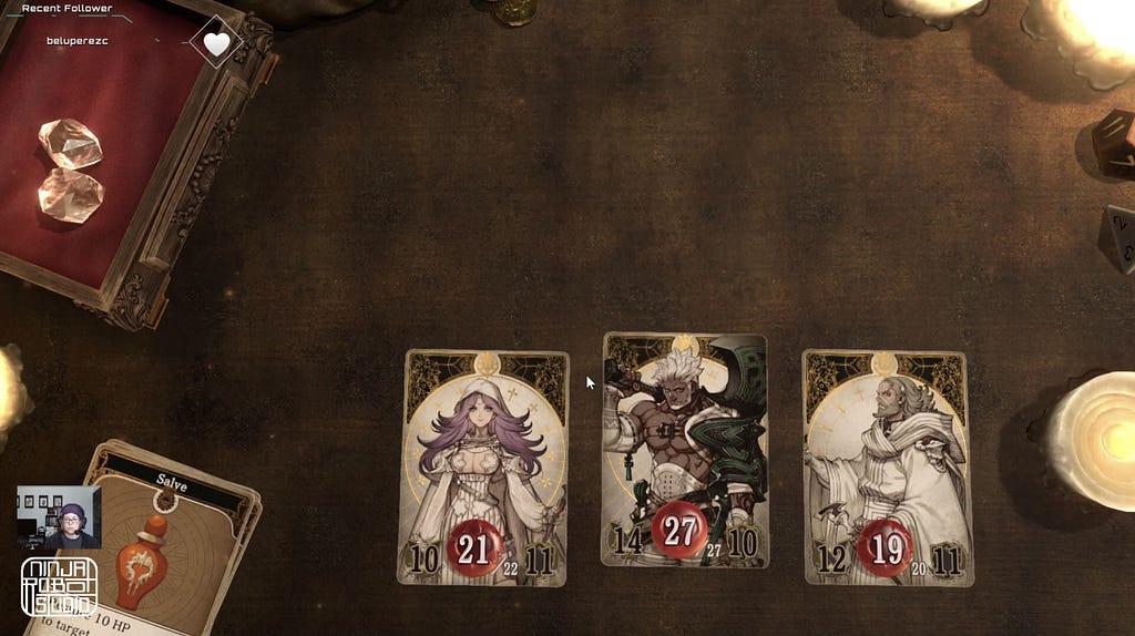 screenshot of player cards in Voice of Cards game