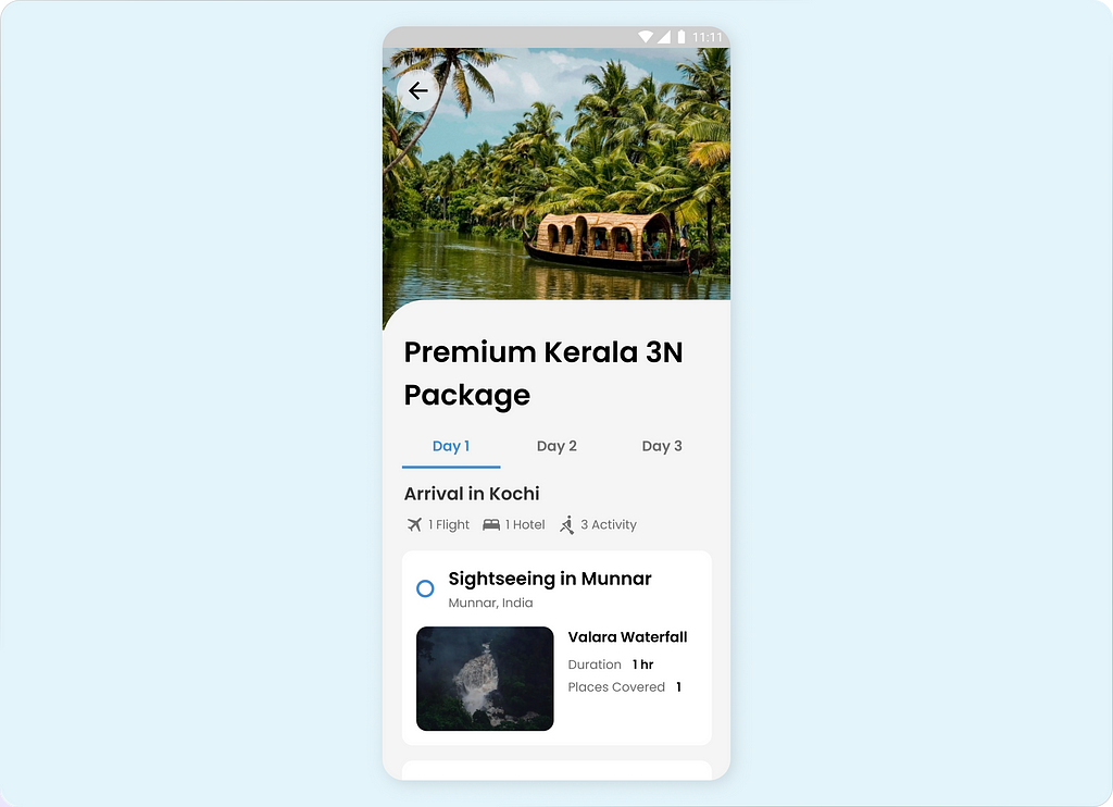100 days of daily UI Day 79 — Travel itinerary