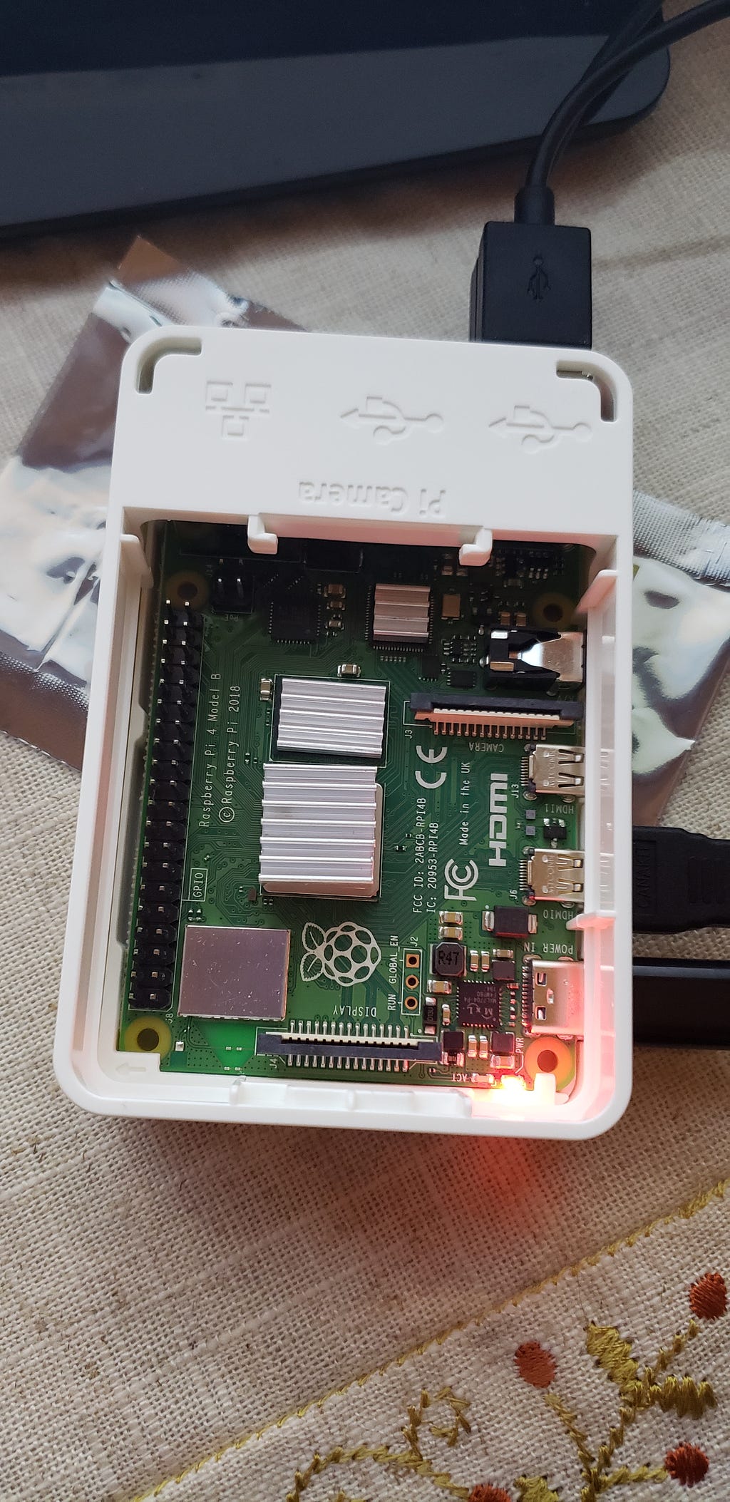 RasPi fully connected and turned on.