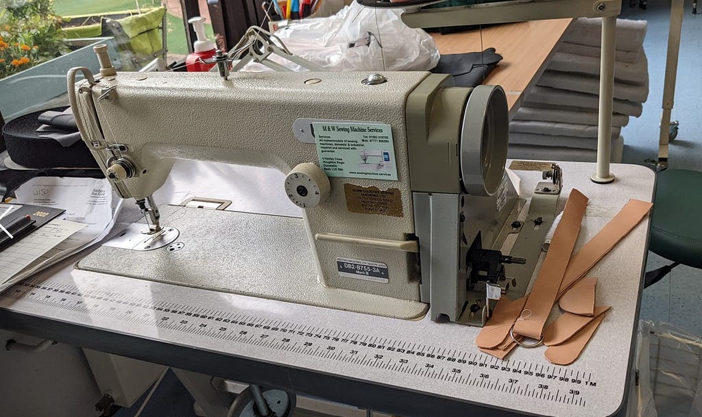 Photo of an industrial strength sewing machine