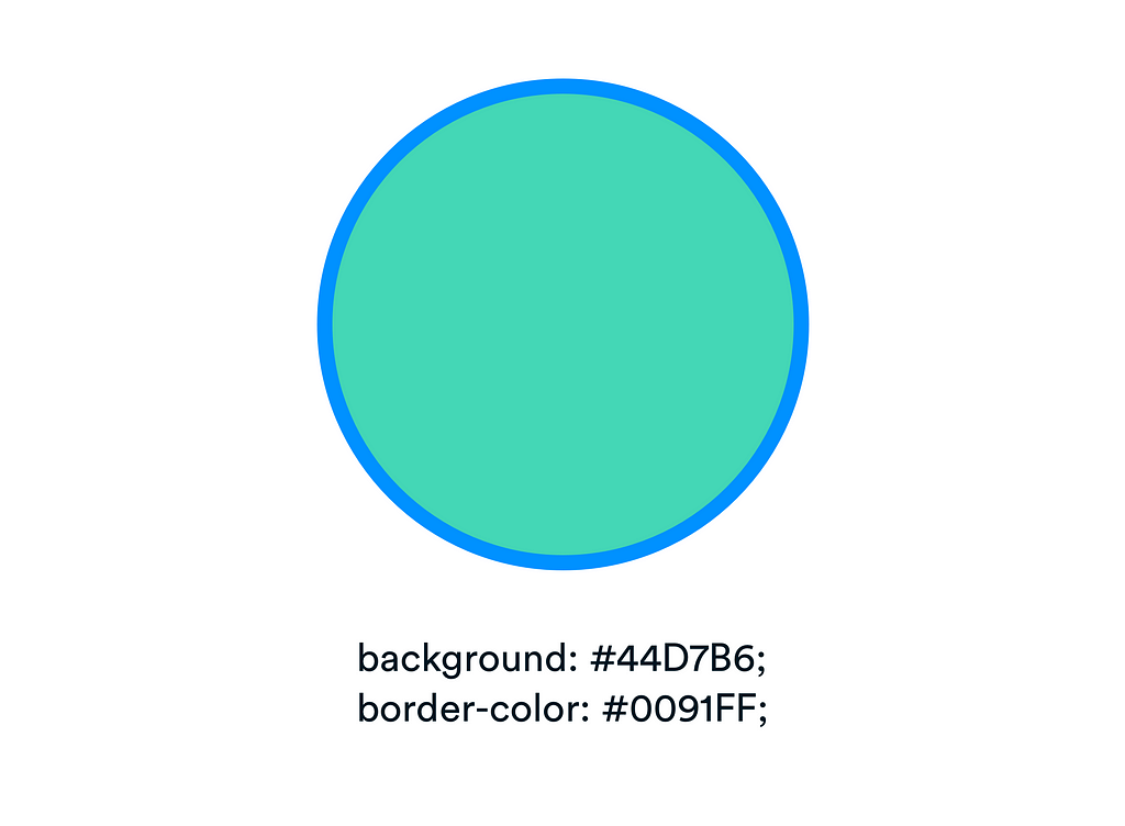 For the traditional DOM, we use the background and border-color properties to style the circle shown in the image.