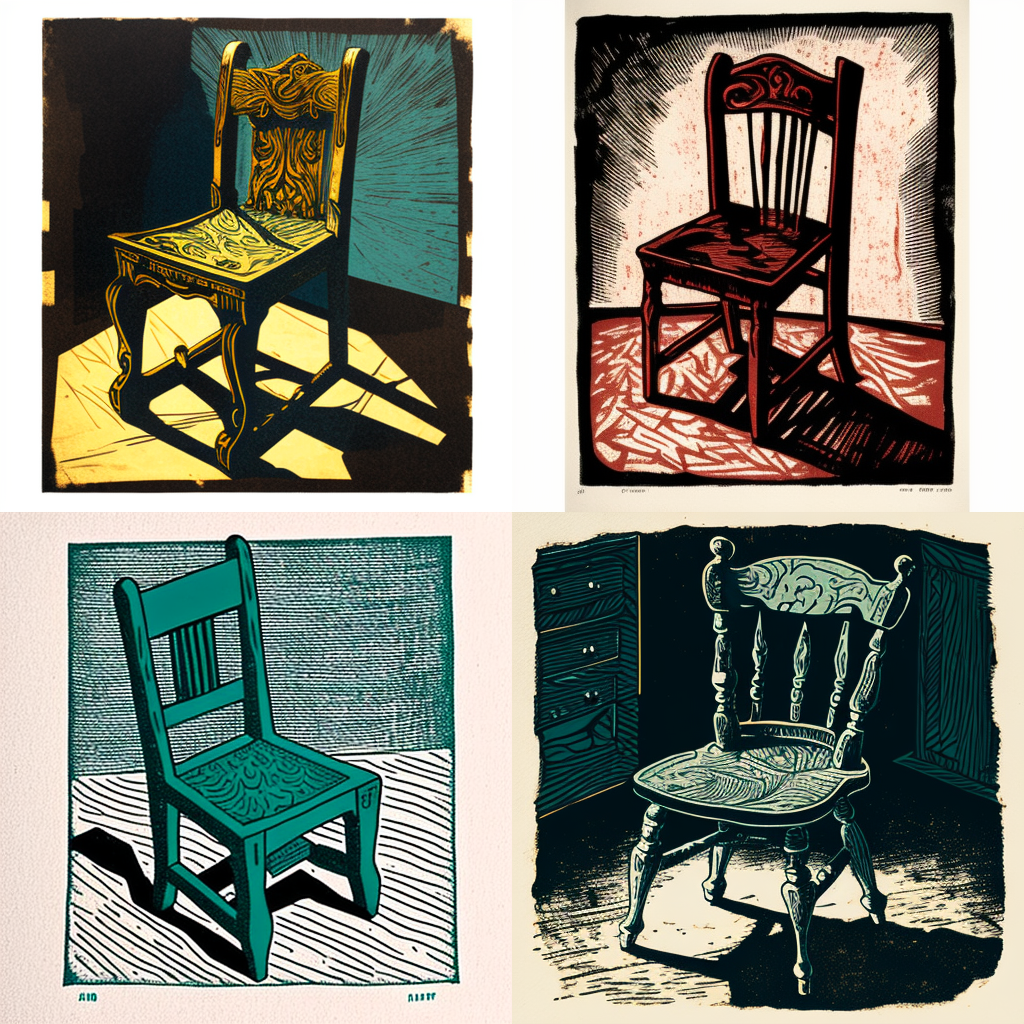 chairs, block print