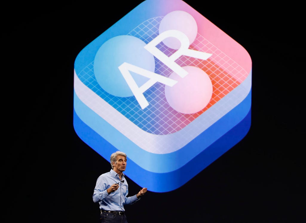 Craig Federighi, Senior Vice President Software Engineering speaks about “Augmented Reality” during Apple’s annual world wide developer conference (WWDC) in San Jose, California, U.S. June 5, 2017
