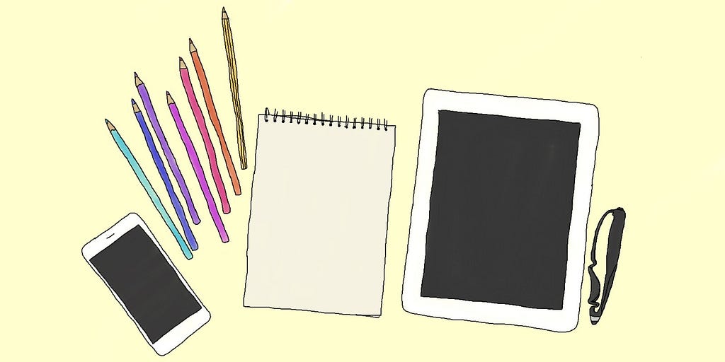 Colouring pencils, digital devices and Scriba