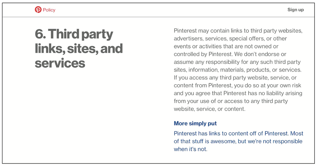 Pinterest terms and conditions