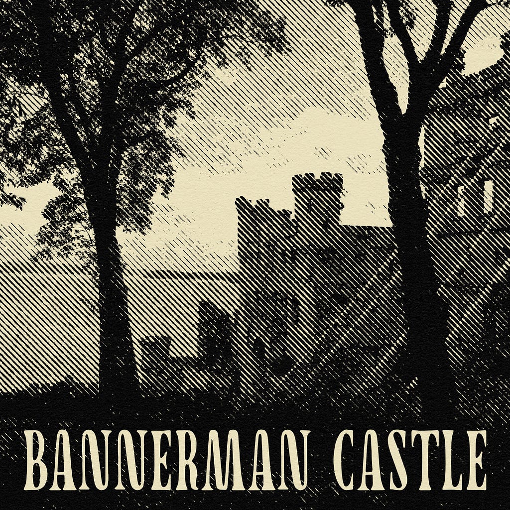 a halftone image of Bannerman castle