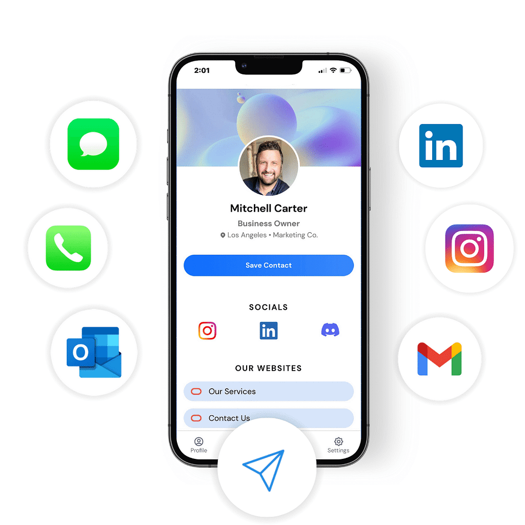 wave connect digital business card sharing options