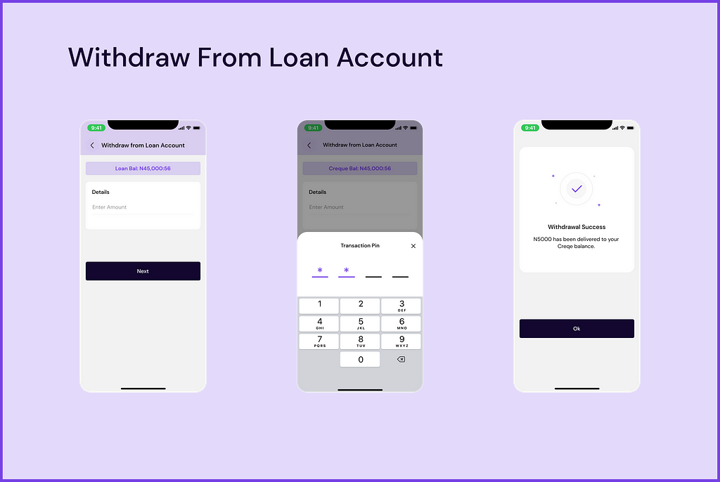 Withdraw from loan account