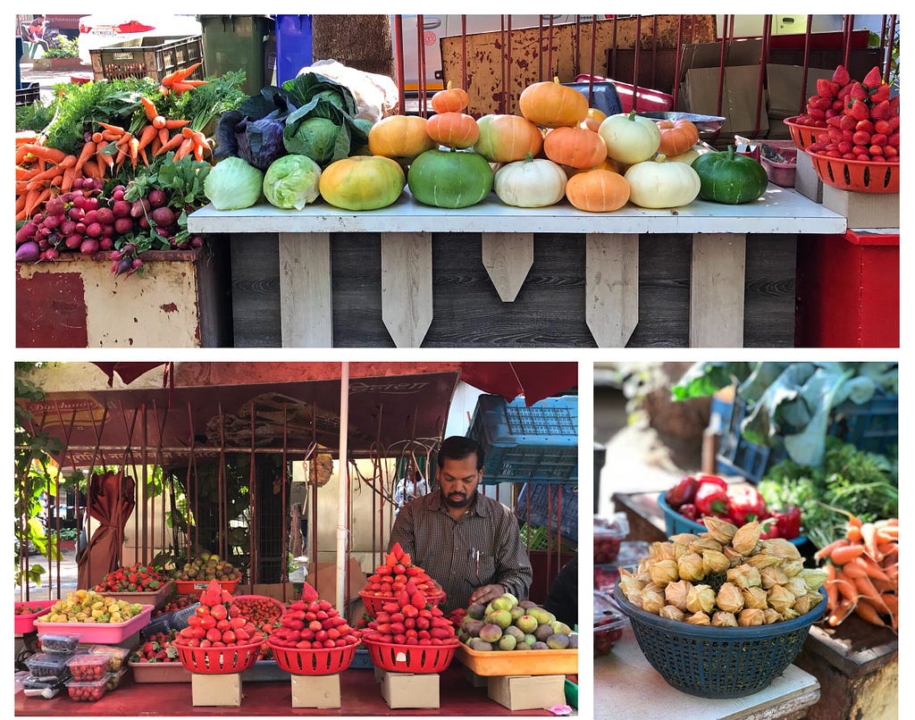 Panchgani market selling strawberries, gooseberries, pumpkins, red onions and carrots